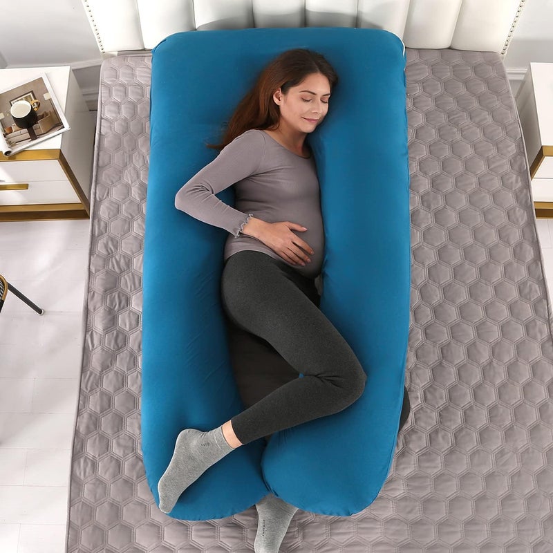 Amagoing 55 inches Pregnancy Pillow, U Shaped Maternity Full Body Pillow for Women, Support for Hip, Leg, Back Pain, Washable Jersey Cover, Double Zipper, Pregnancy Must Haves - Image 2